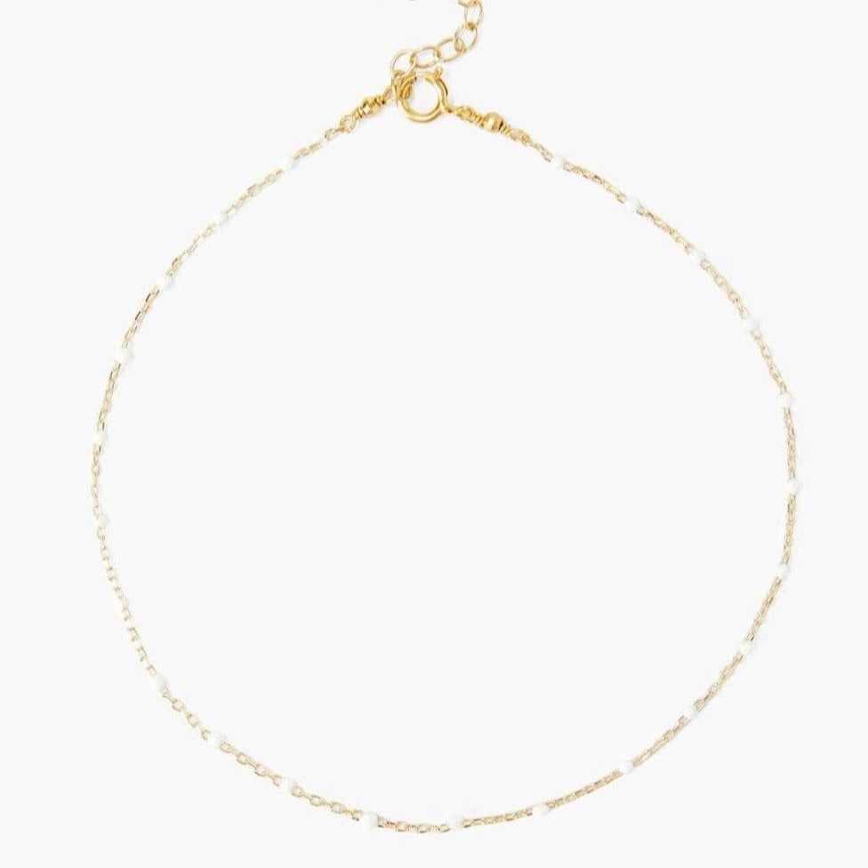 ANK White Enamel Bead Anklet