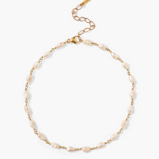 ANK White Pearl Adjustable Anklet Gold Plated