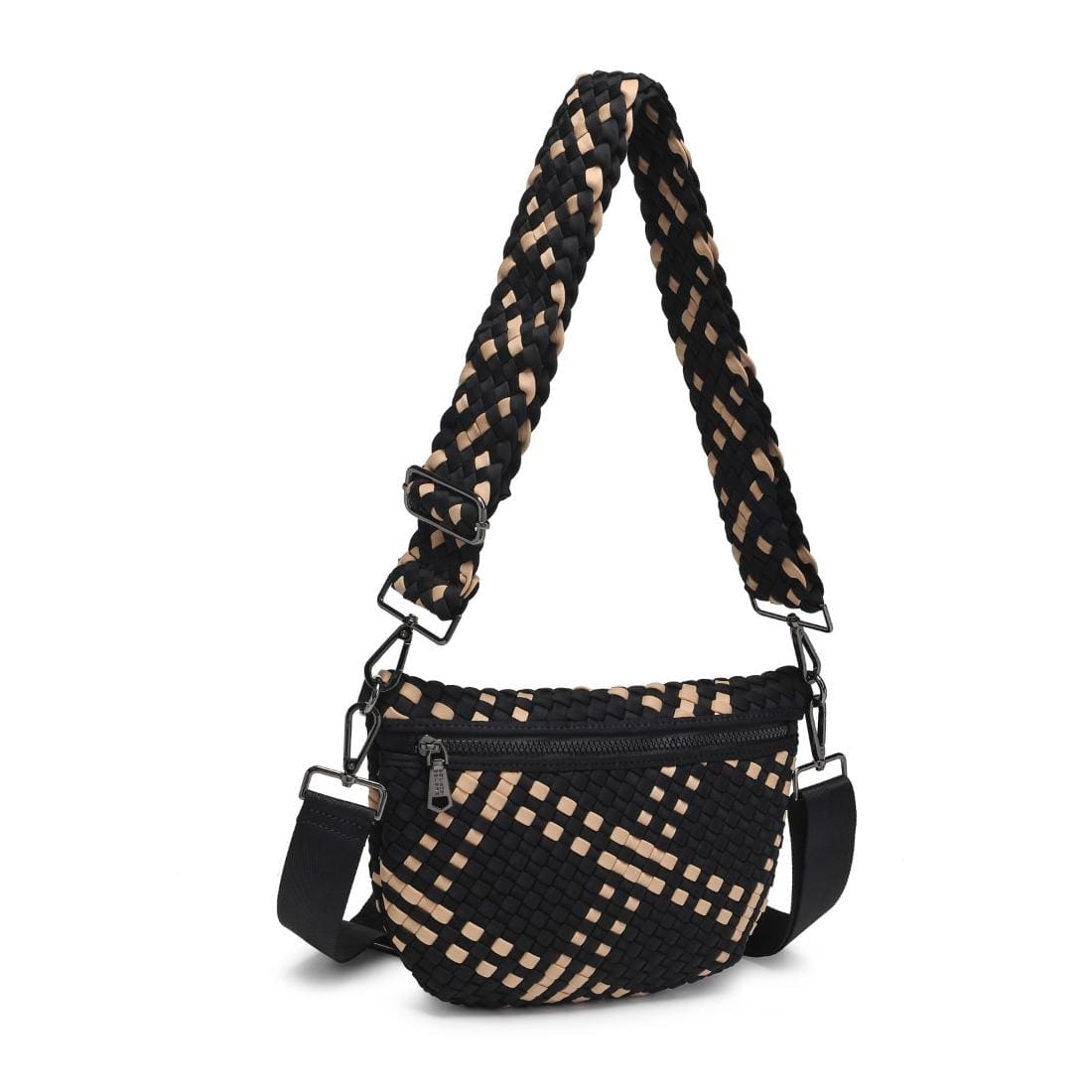 BAG Black Nude Ethereal Woven Neoprene Crossbody Handbag