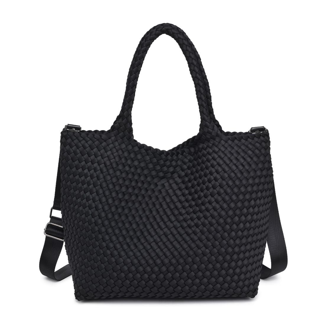 BAG Black Sky`s the Limit Medium Woven Neoprene Tote Handbag