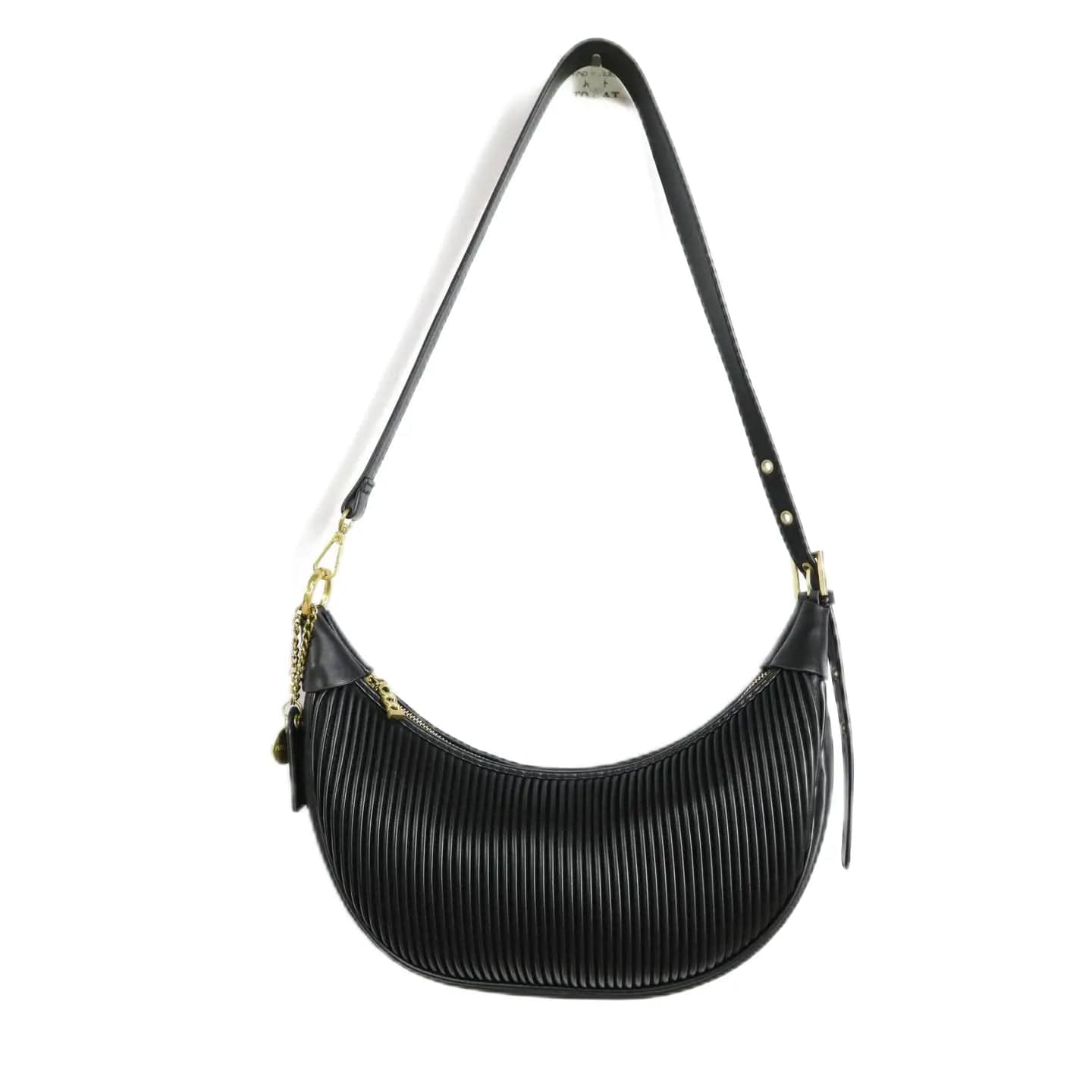 BAG Crescent Crossbody Bag - Black Pleated