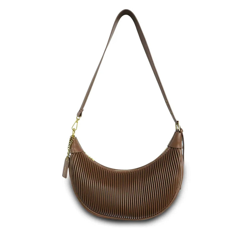 BAG Crescent Crossbody Bag - Espresso Pleated