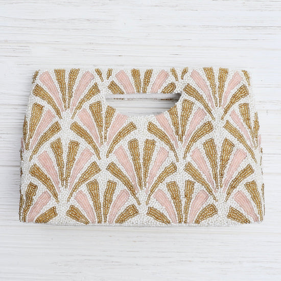 BAG Cut Out Handle Clutch in Ivory, Pink, Gold