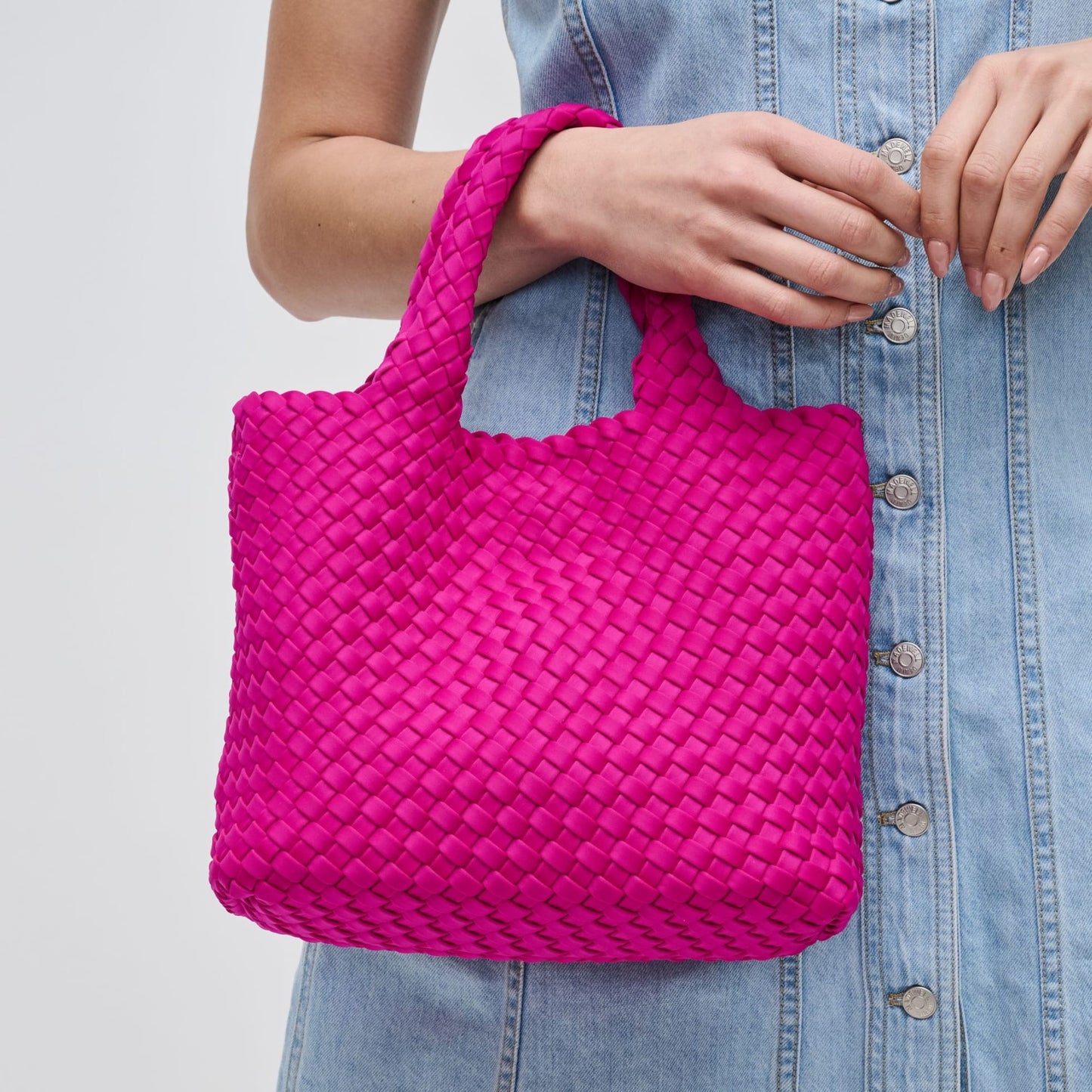 BAG Fuchsi Sky`s the Limit Small Woven Neoprene Tote Handbag