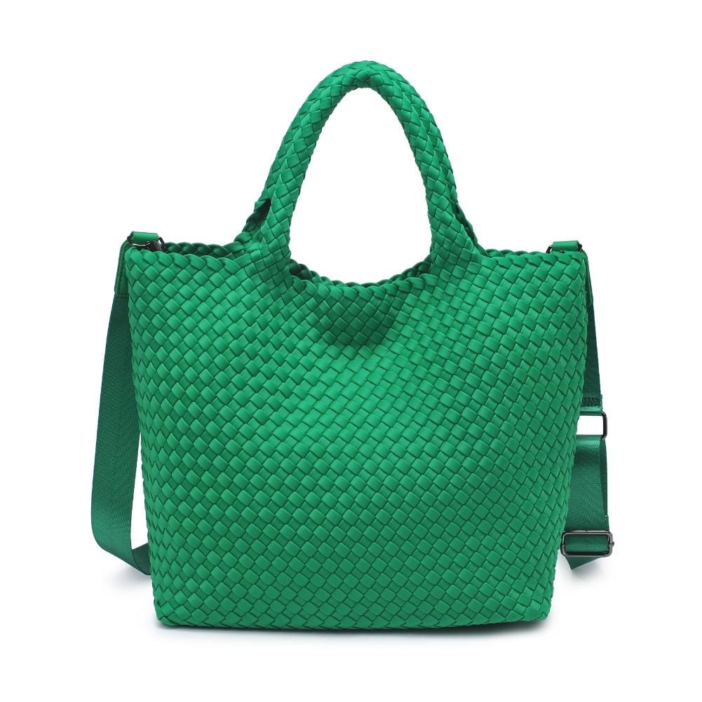 BAG Kelly Green Sky`s the Limit Medium Woven Neoprene Tote Handbag