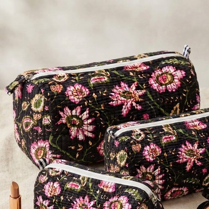 BAG Large Dark Moody Blossom Cosmetic Bag
