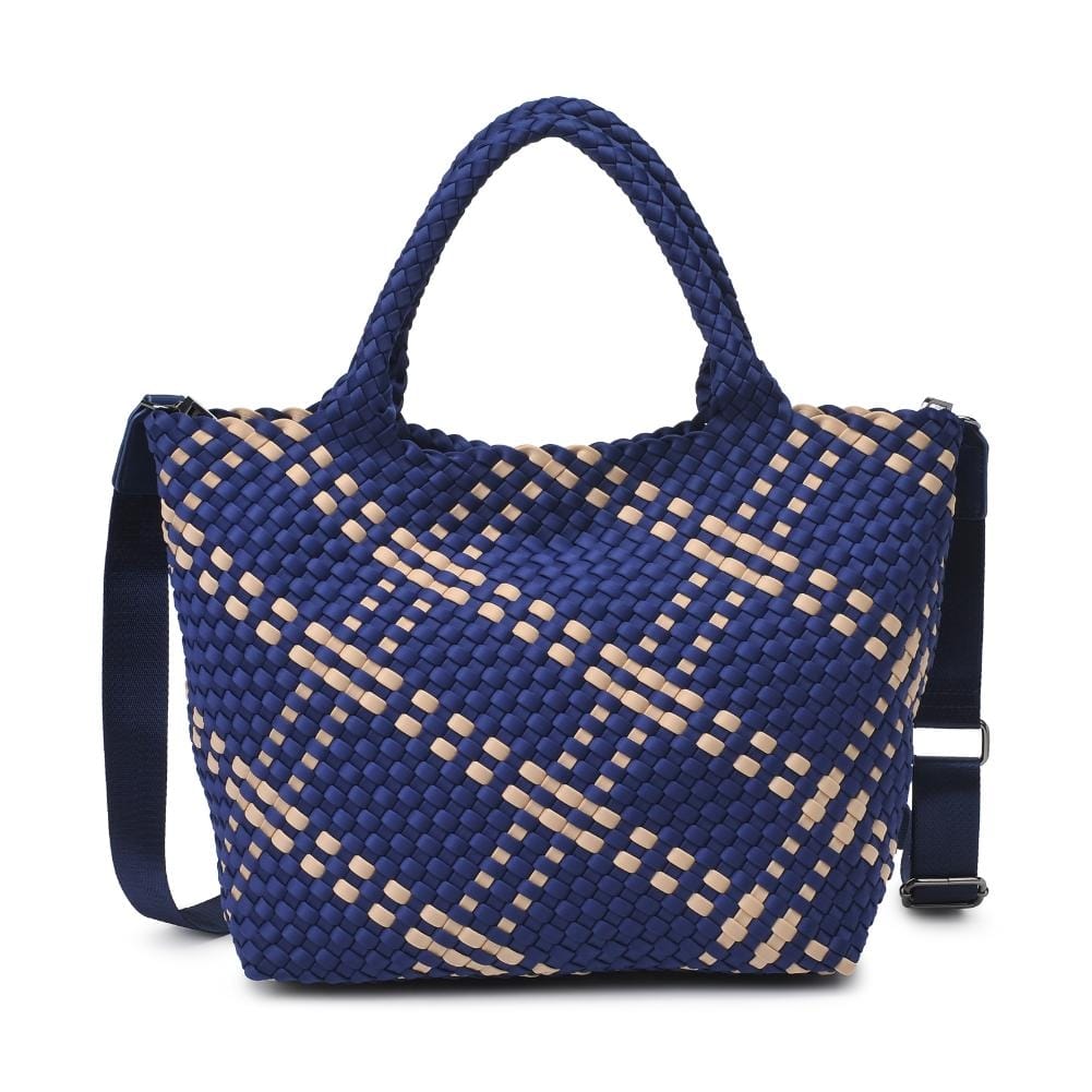 BAG Navy Nude Sky's the Limit Medium Woven Neoprene Tote Handbag