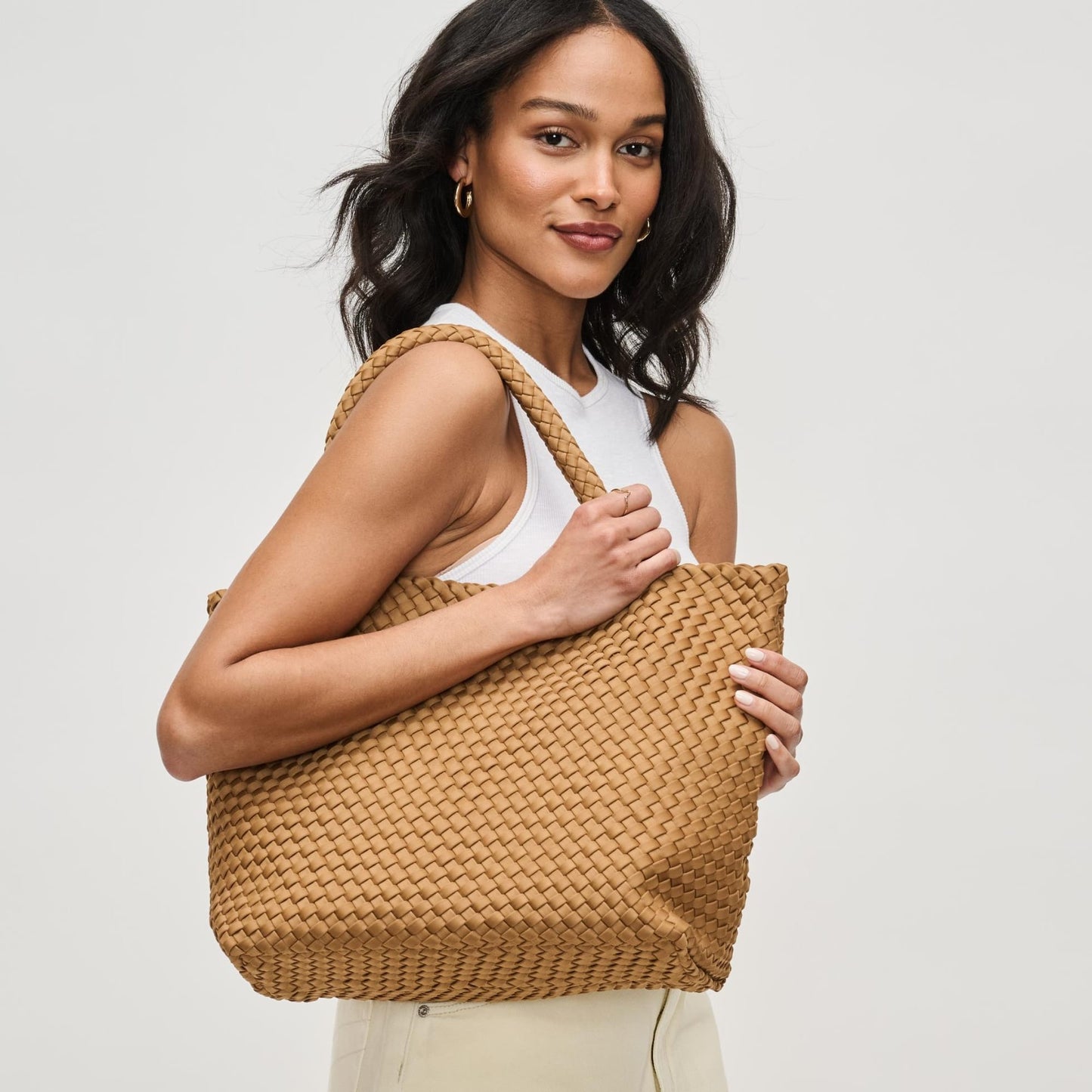 BAG Sand Sky`s the Limit Small Woven Neoprene Tote Handbag