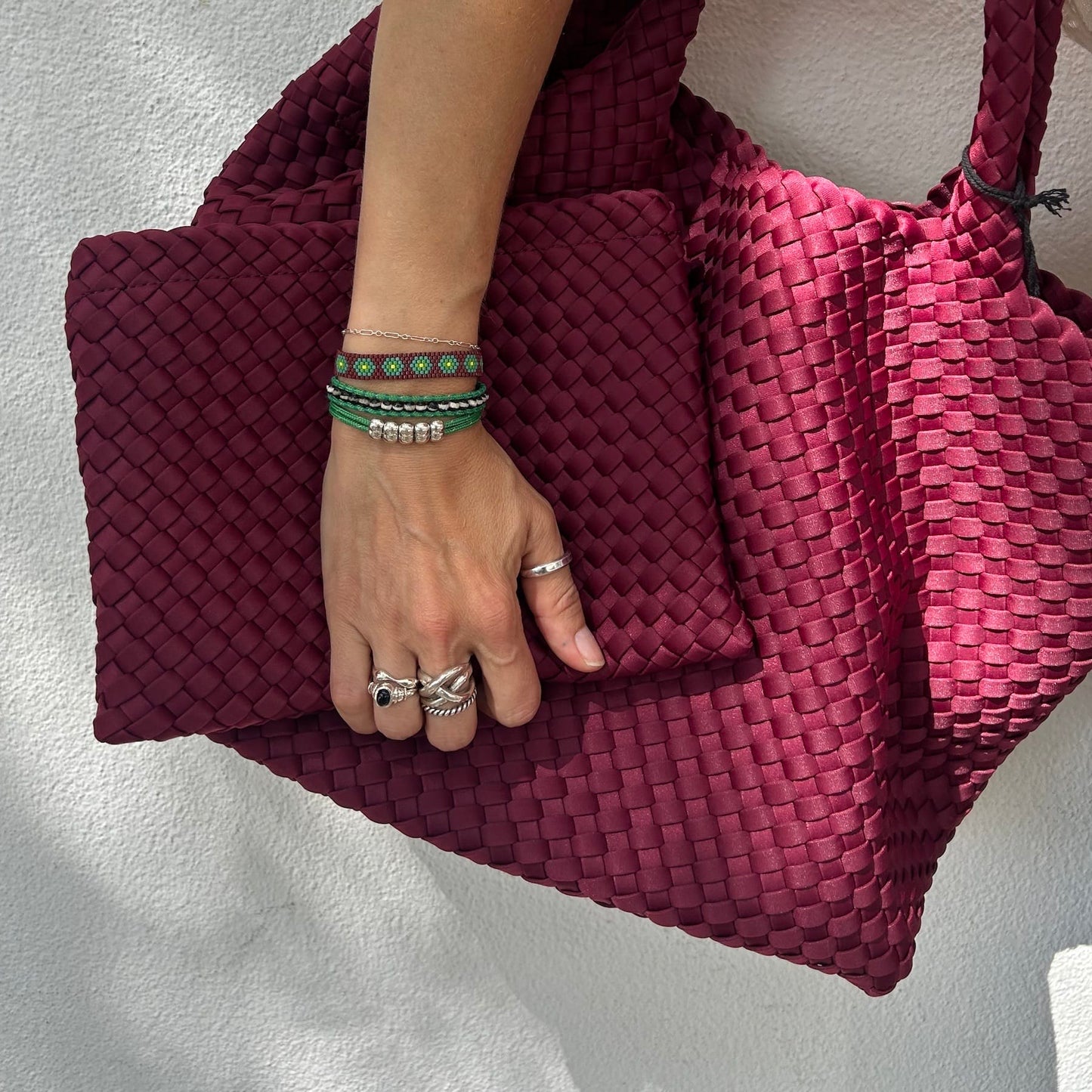 BAG Wine Sky's the Limit Medium Woven Neoprene Tote