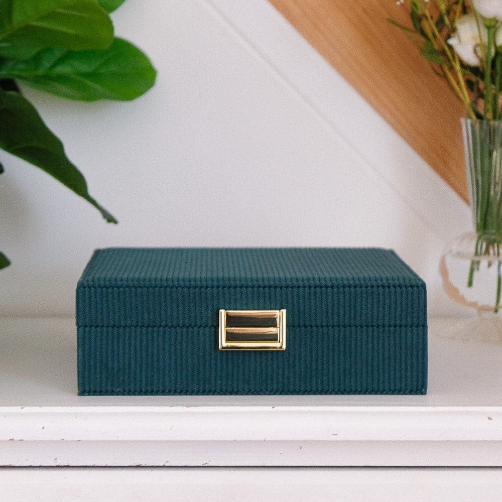 BOX Green Anne Corduroy Travel Jewelry Box
