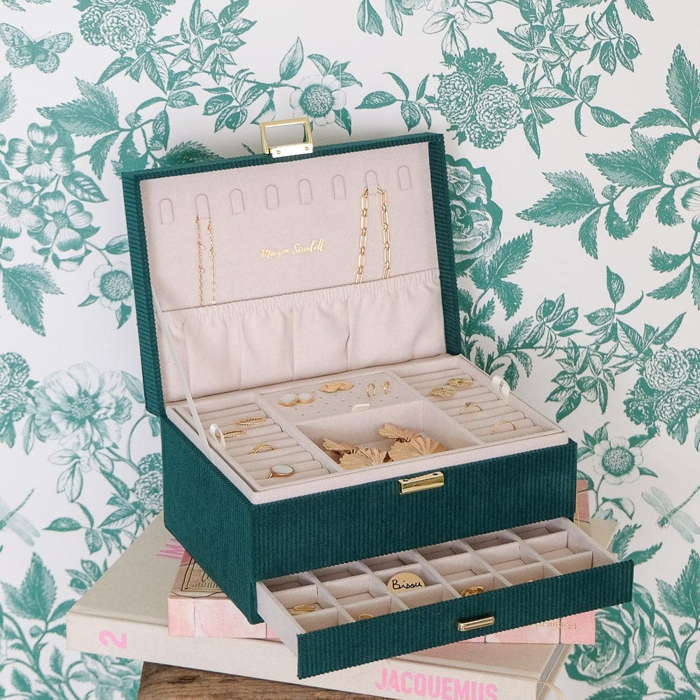 BOX Green Denise Corduroy Jewelry Box