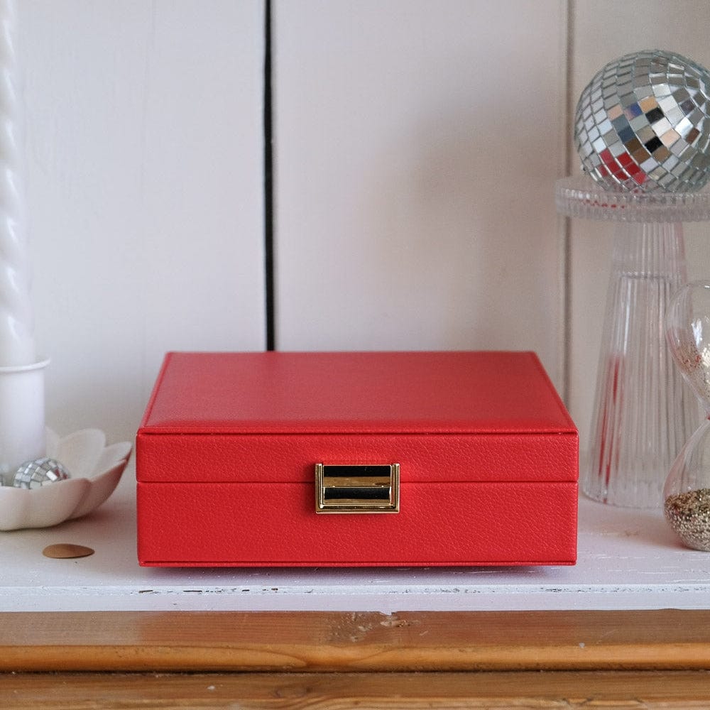 BOX Red Anne Pu Leather Jewelry Box