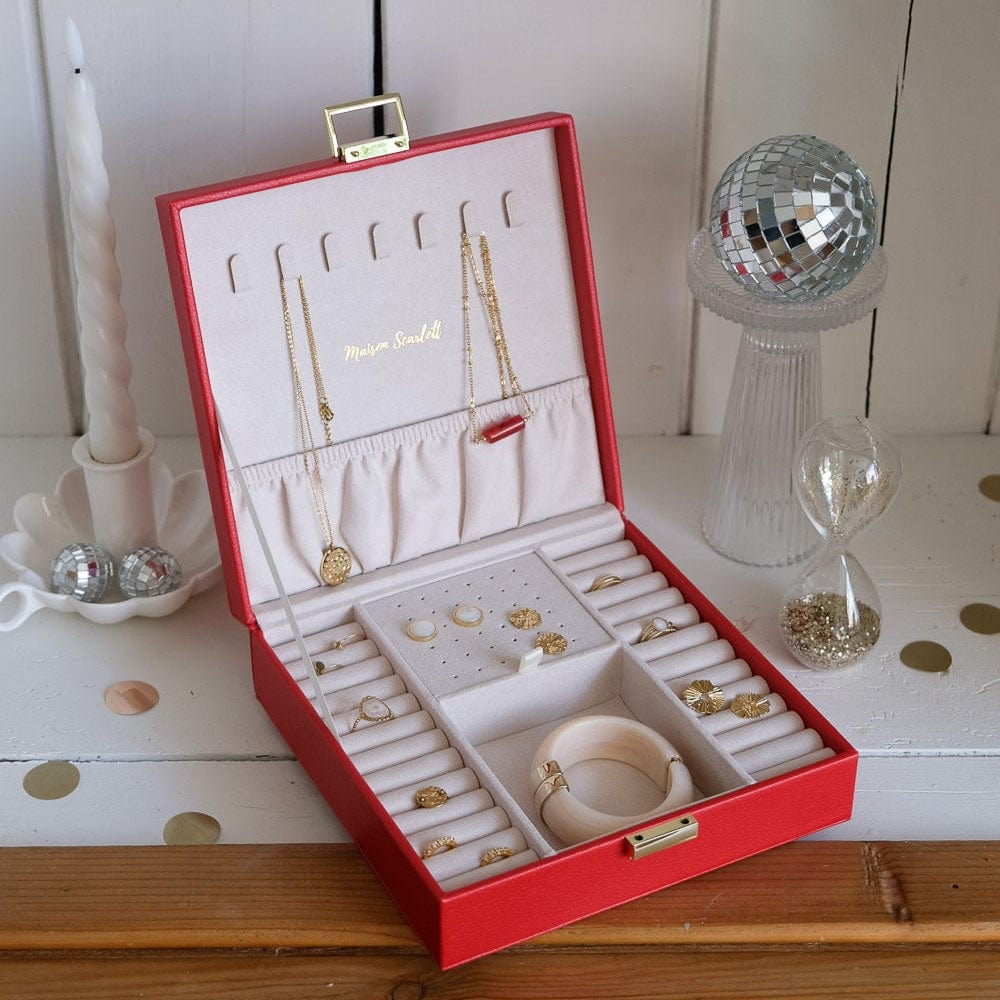 BOX Red Anne Pu Leather Jewelry Box
