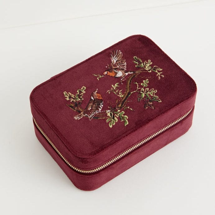 BOX Robin Love Embroidered Velvet Jewelry Box
