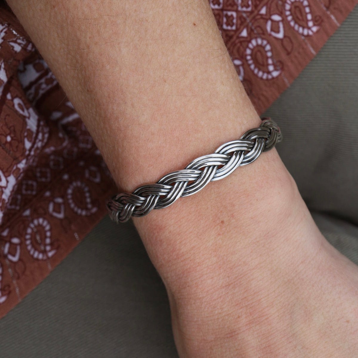 BRC 1/2" 9 Strand Fine Braided Sterling Silver Cuff