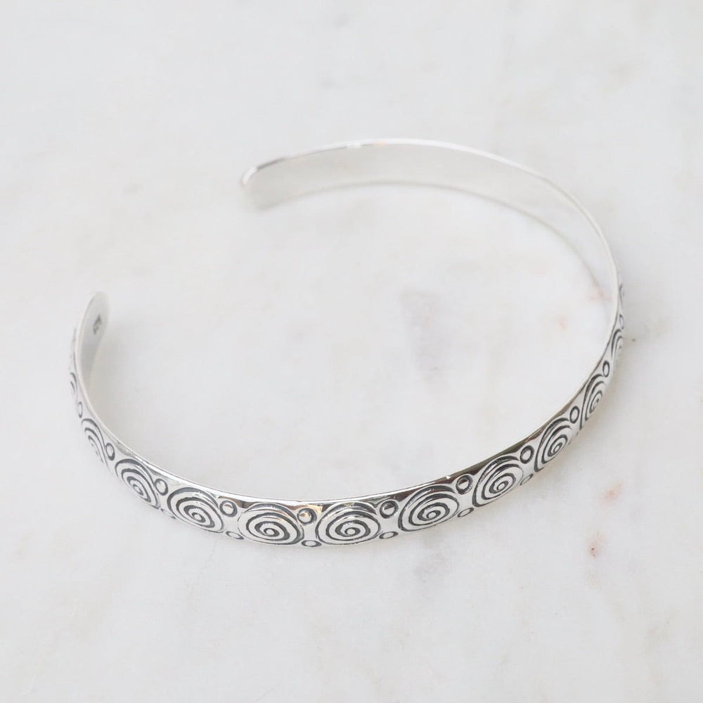 
                  
                    BRC 1/2" Etched Swirled Circles Sterling Silver Cuff
                  
                