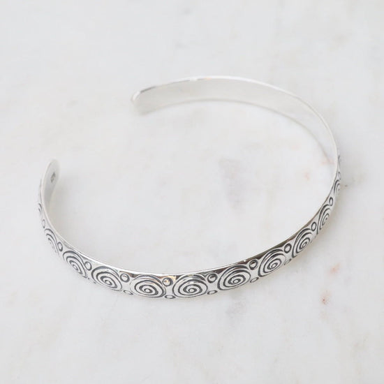 BRC 1/2" Etched Swirled Circles Sterling Silver Cuff