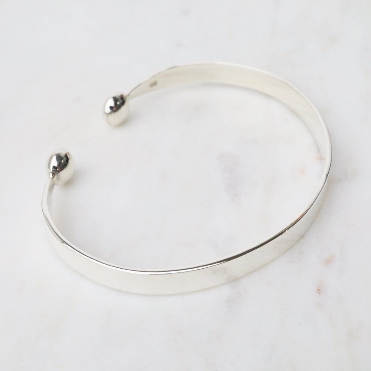 BRC 1/2" Simple Sterling Silver Cuff with Ball Ends