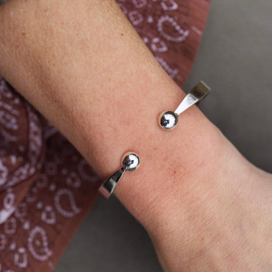 BRC 1/2" Simple Sterling Silver Cuff with Ball Ends