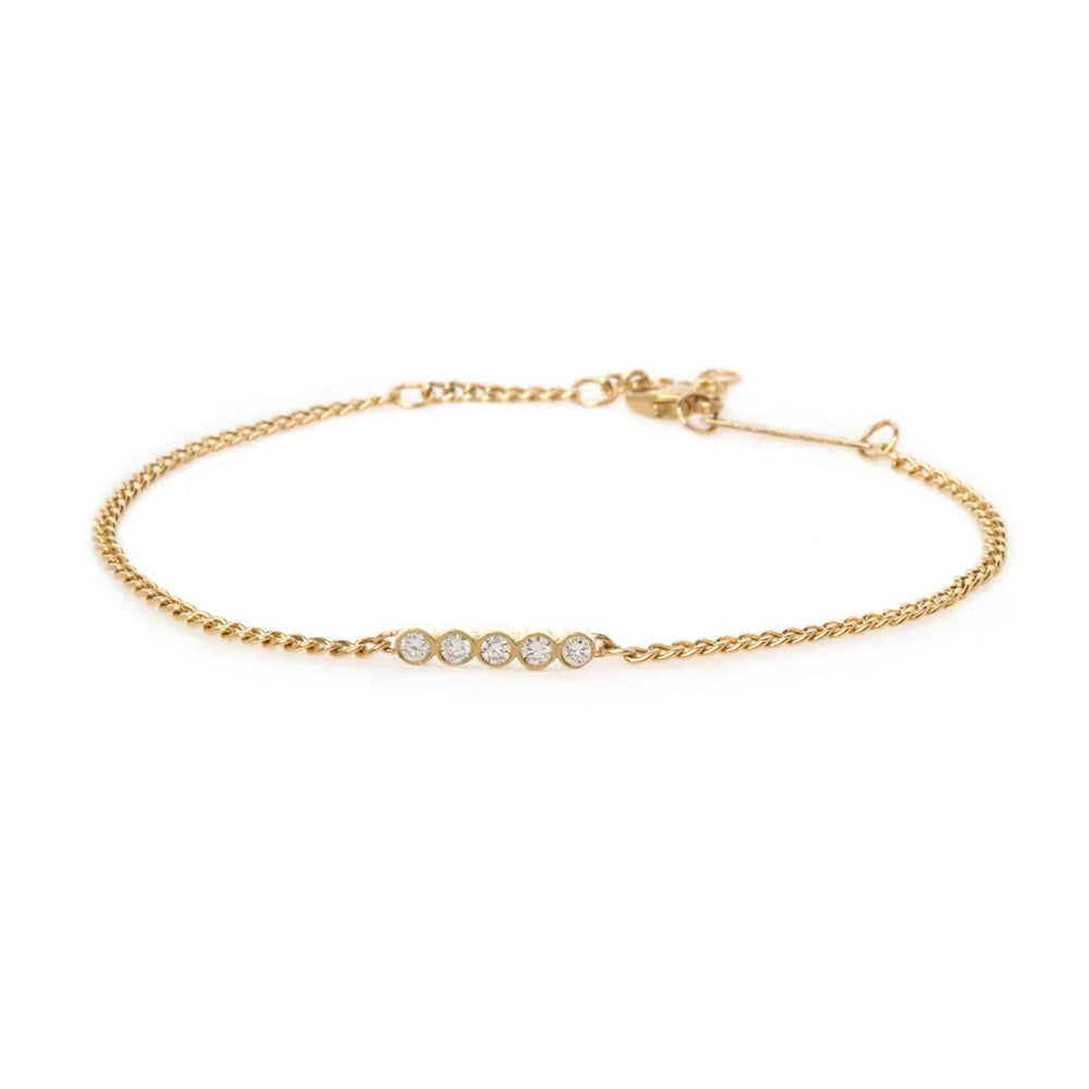 
                      
                        BRC-14K 14k 5 Diamond Bezel Bar Extra Small Curb Chain Bracelet
                      
                    