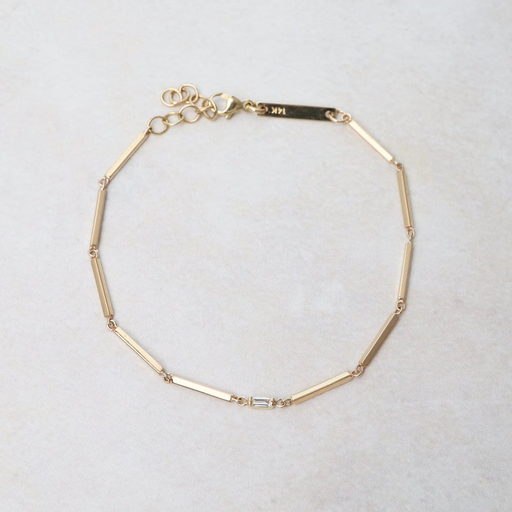 
                      
                        BRC-14K 14k Baguette Diamond & Square Bar Chain Bracelet
                      
                    