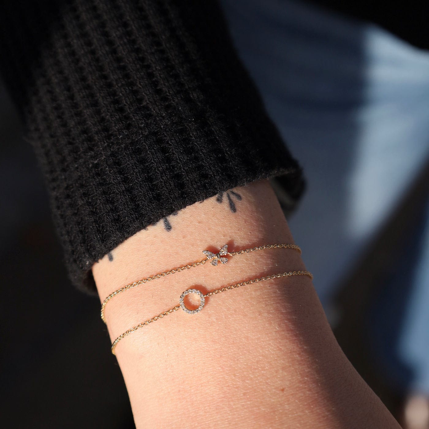 BRC-14K 14K Diamond Open Circle Bracelet