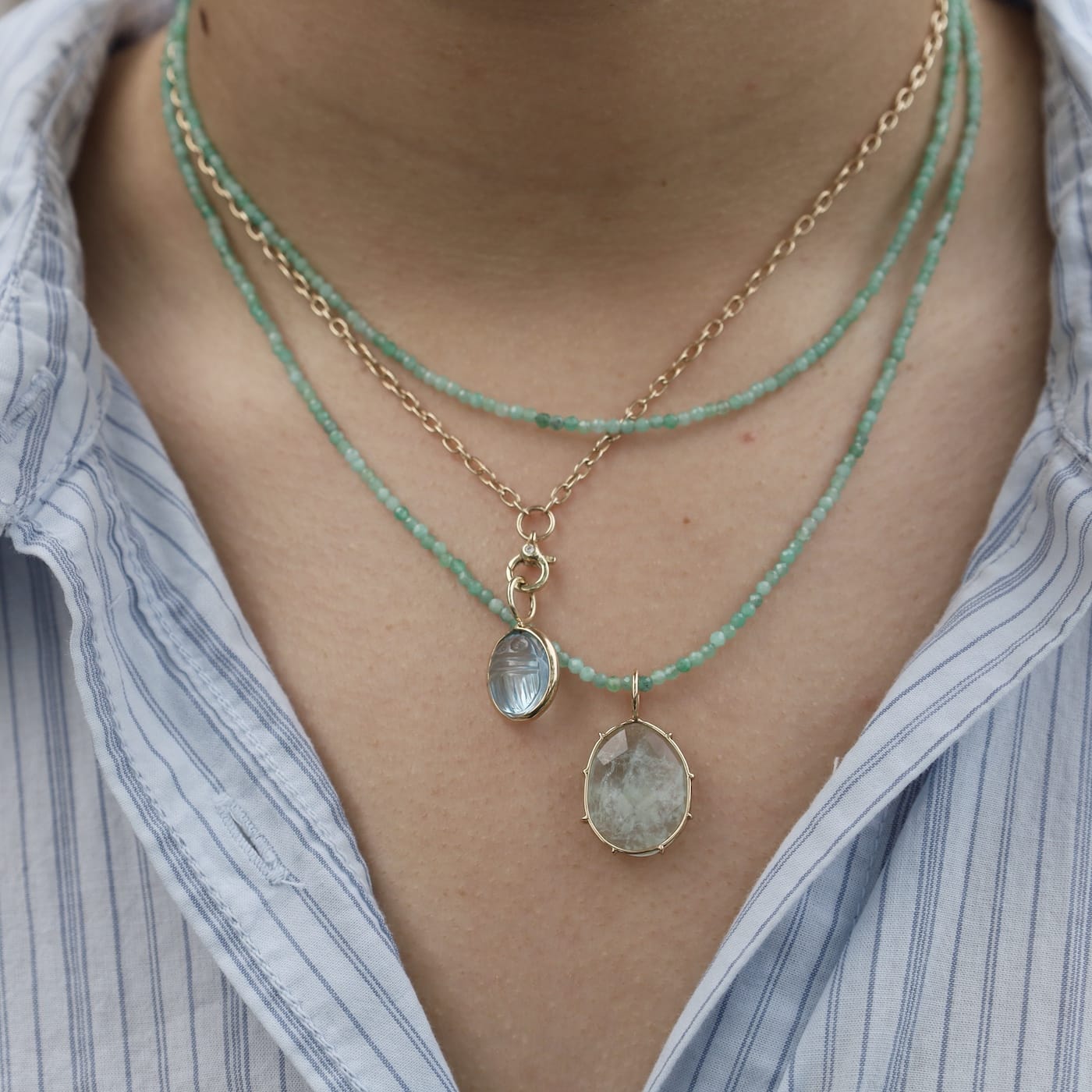 BRC-14K 14k Emerald Wrap Bracelet or Necklace