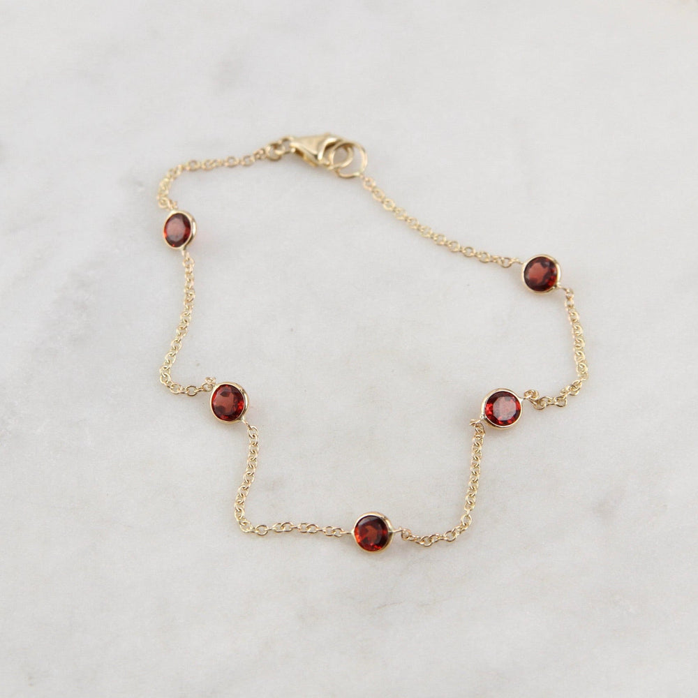 BRC-14K 14k Garnet Station Bracelet