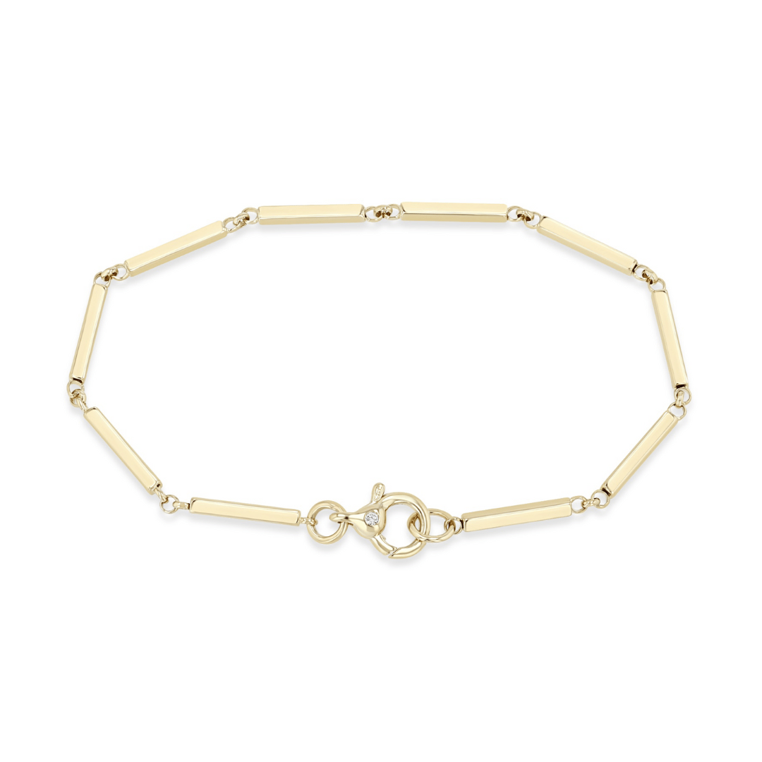 BRC-14K 14K Gold Linked Bar Bracelet with Decortive Lobste