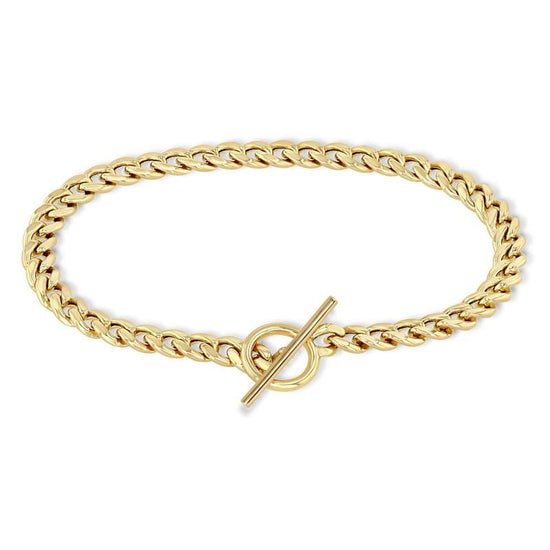 BRC-14K 14k Gold Medium Curb Chain Toggle Bracelet