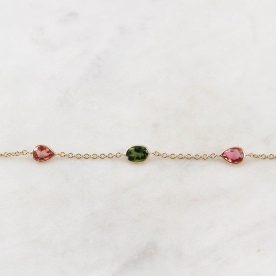 BRC-14K 14k Gold Multicolor Tourmaline Bracelet