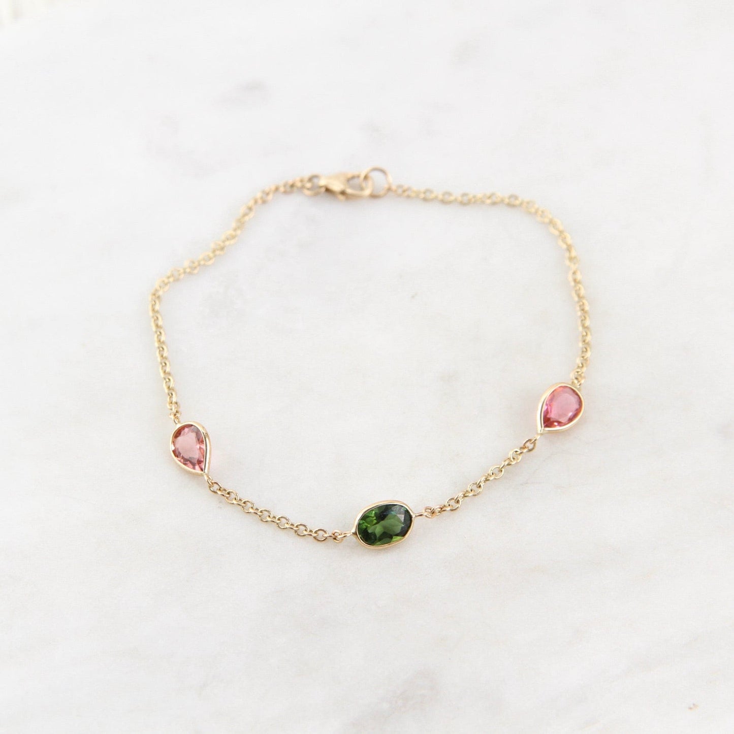 BRC-14K 14k Gold Multicolor Tourmaline Bracelet