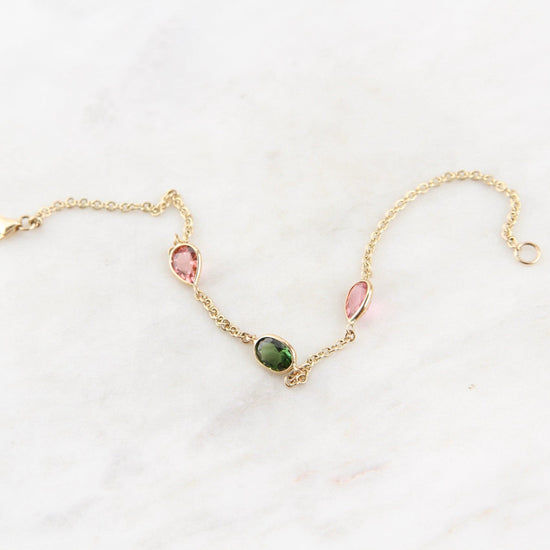 BRC-14K 14k Gold Multicolor Tourmaline Bracelet