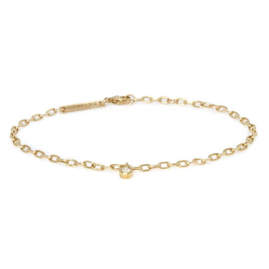 BRC-14K 14k Gold Oval Link Chain Bracelet With Diamond