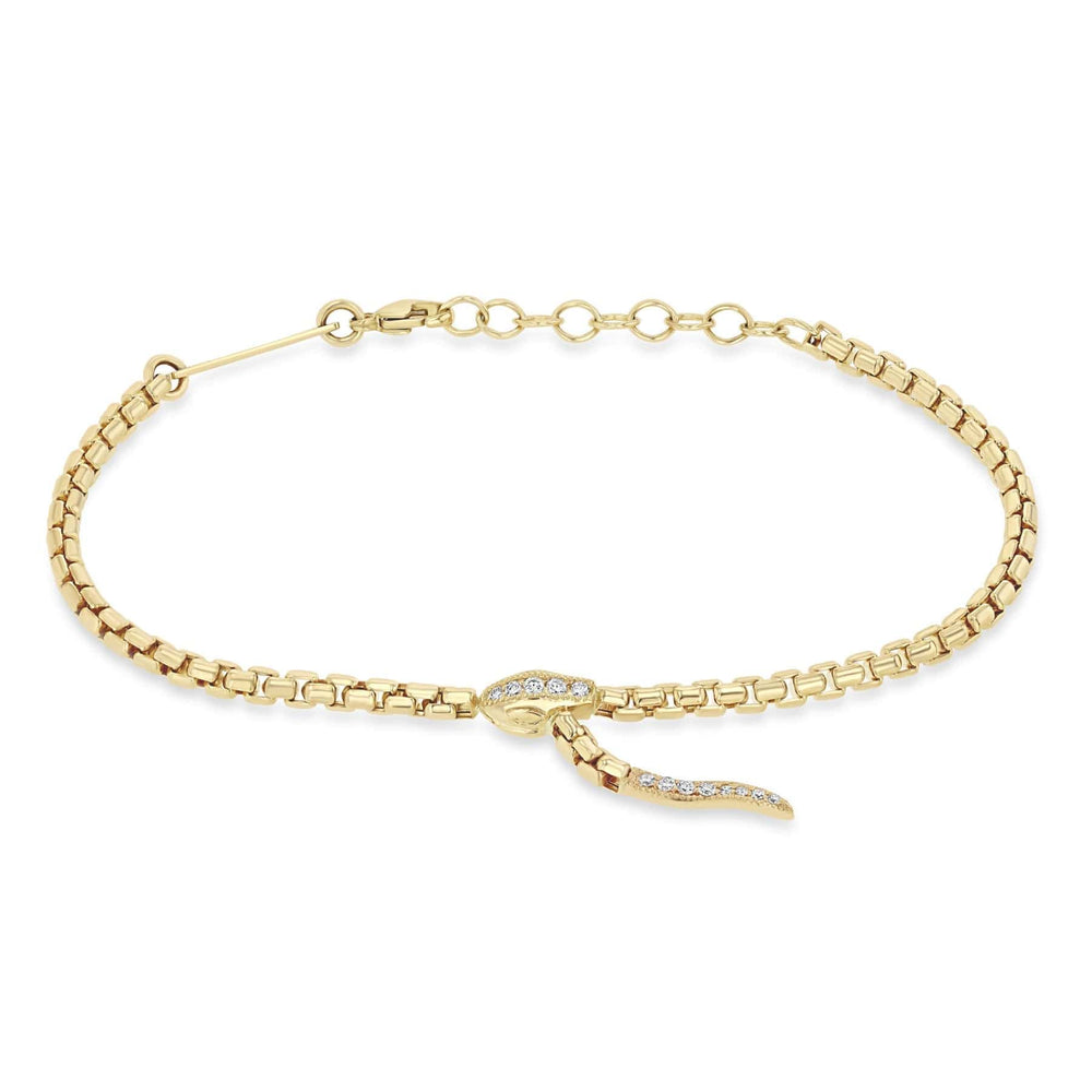 
                      
                        BRC-14K 14K GOLD PAVÉ DIAMOND SERPENT BOX CHAIN BRACELET
                      
                    