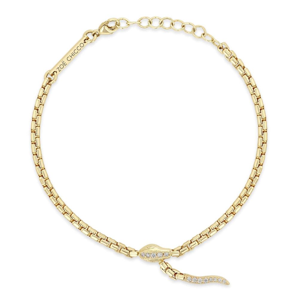 
                      
                        BRC-14K 14K GOLD PAVÉ DIAMOND SERPENT BOX CHAIN BRACELET
                      
                    