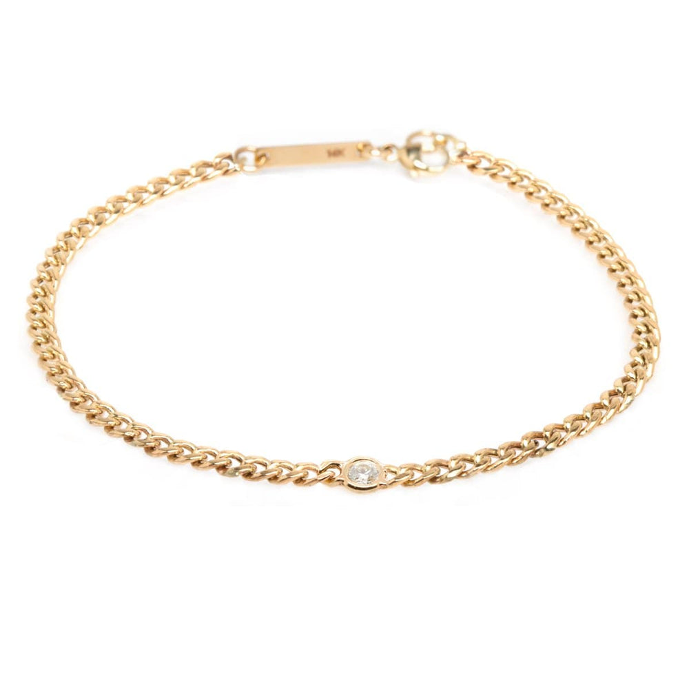 
                      
                        BRC-14K 14K Gold Small Curb Chain Bracelet with Floating 3mm Diamond
                      
                    