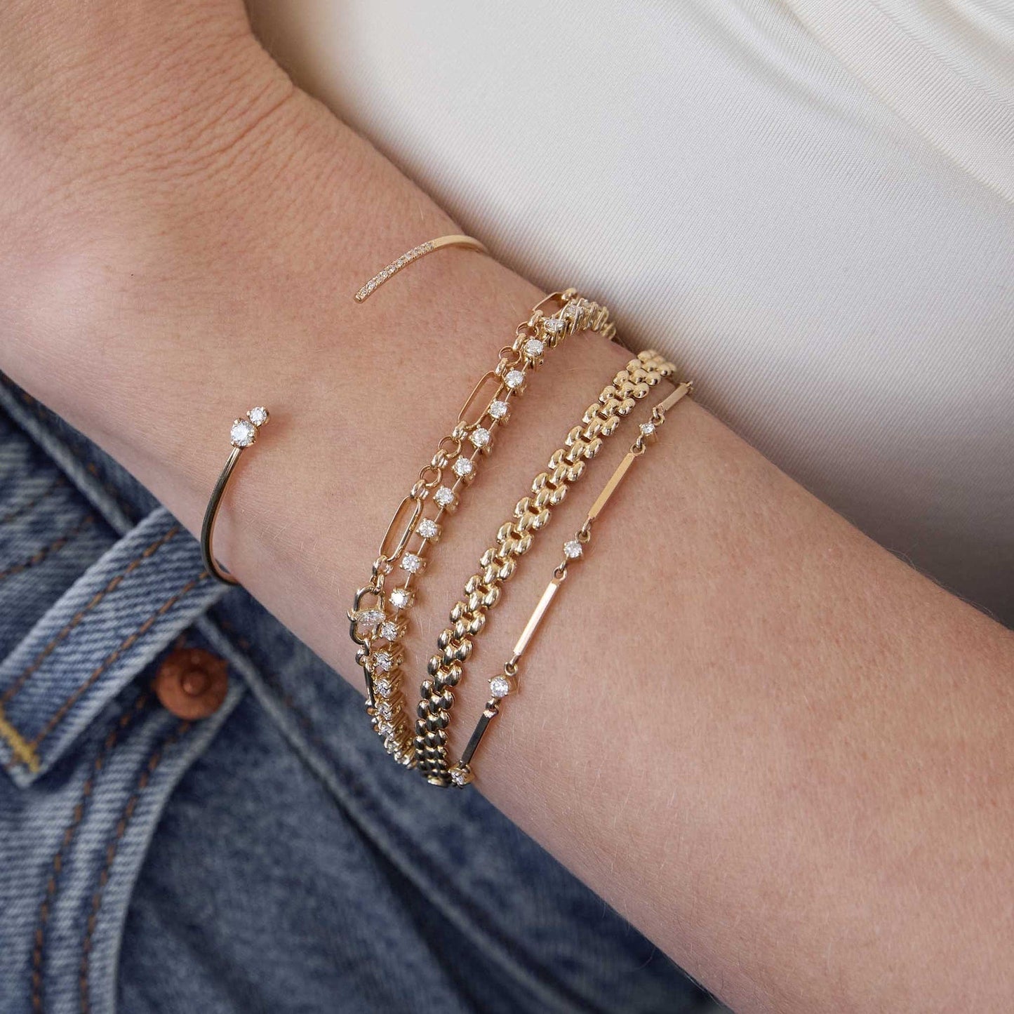 BRC-14K 14k Gold Small Panther Chain Bracelet