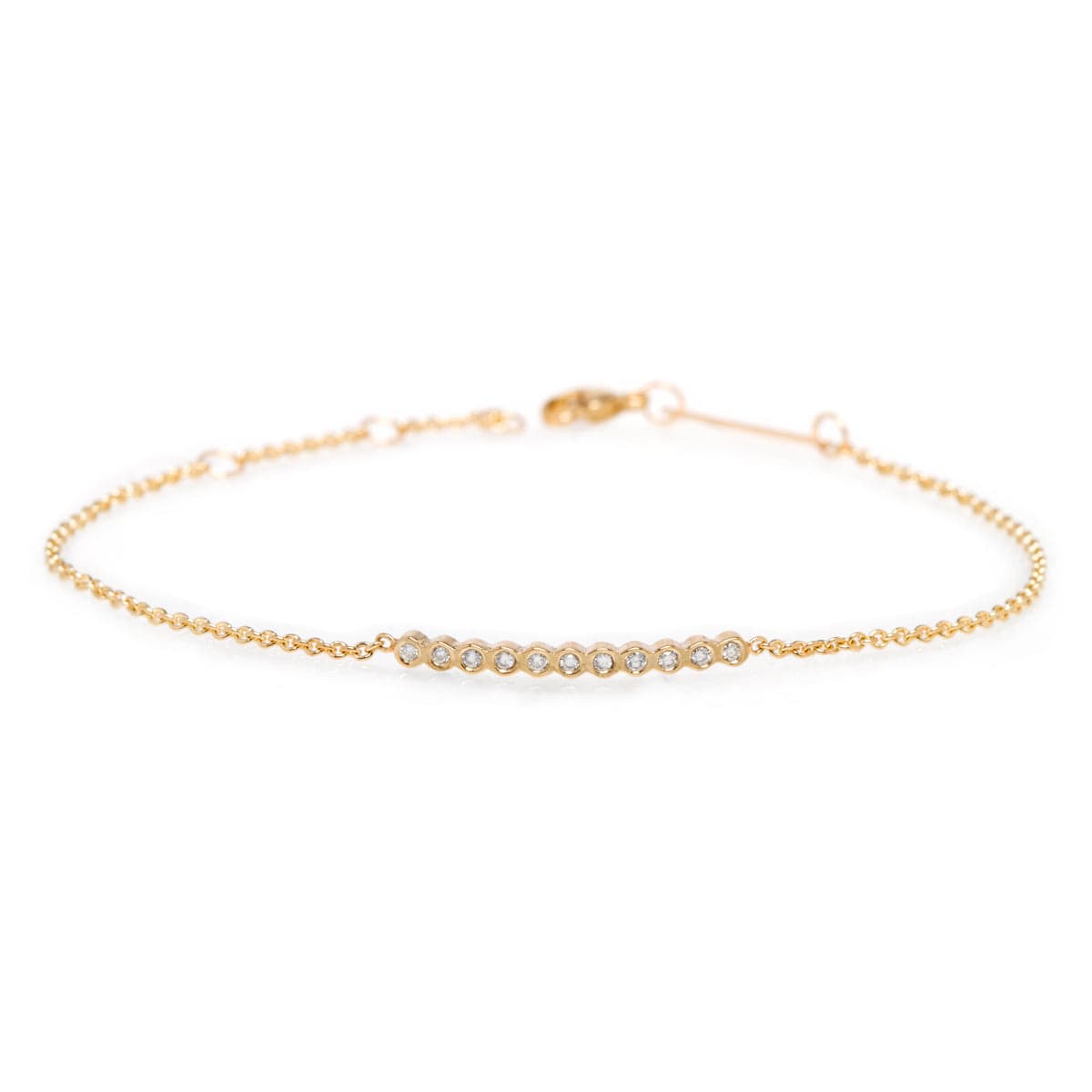 BRC-14K 14k Gold Tiny Bezel Diamond Bar Bracelet