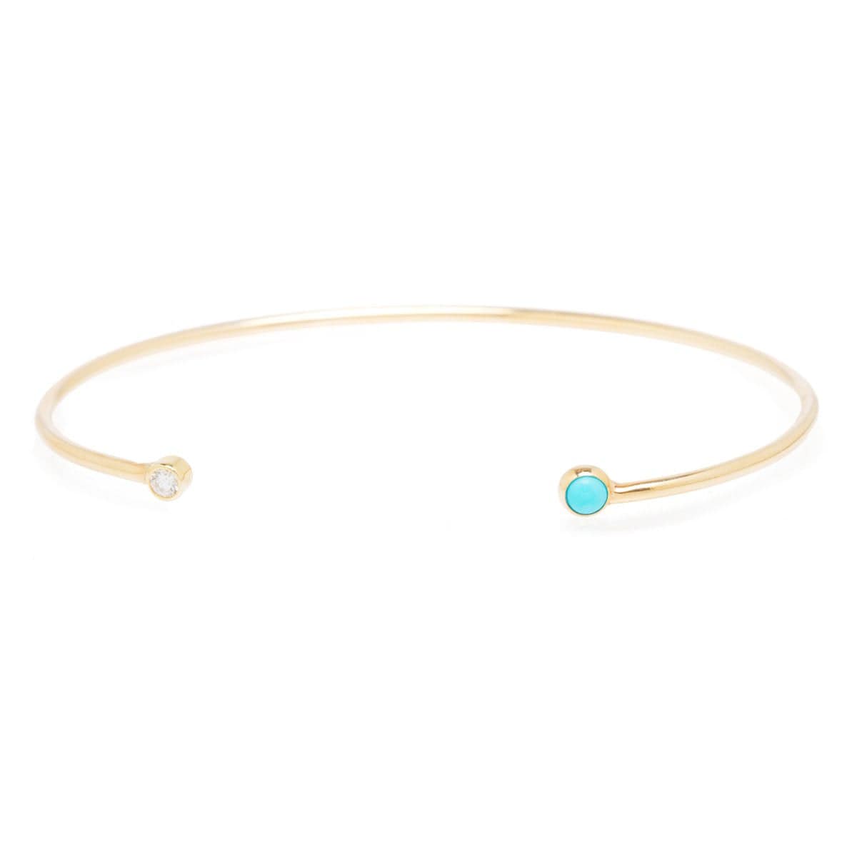 BRC-14K 14K Gold Turquoise & Diamond Open Cuff