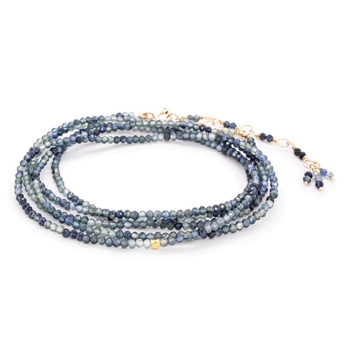 BRC-14K 14k Gradient Blue Sapphire Wrap Bracelet /Necklace
