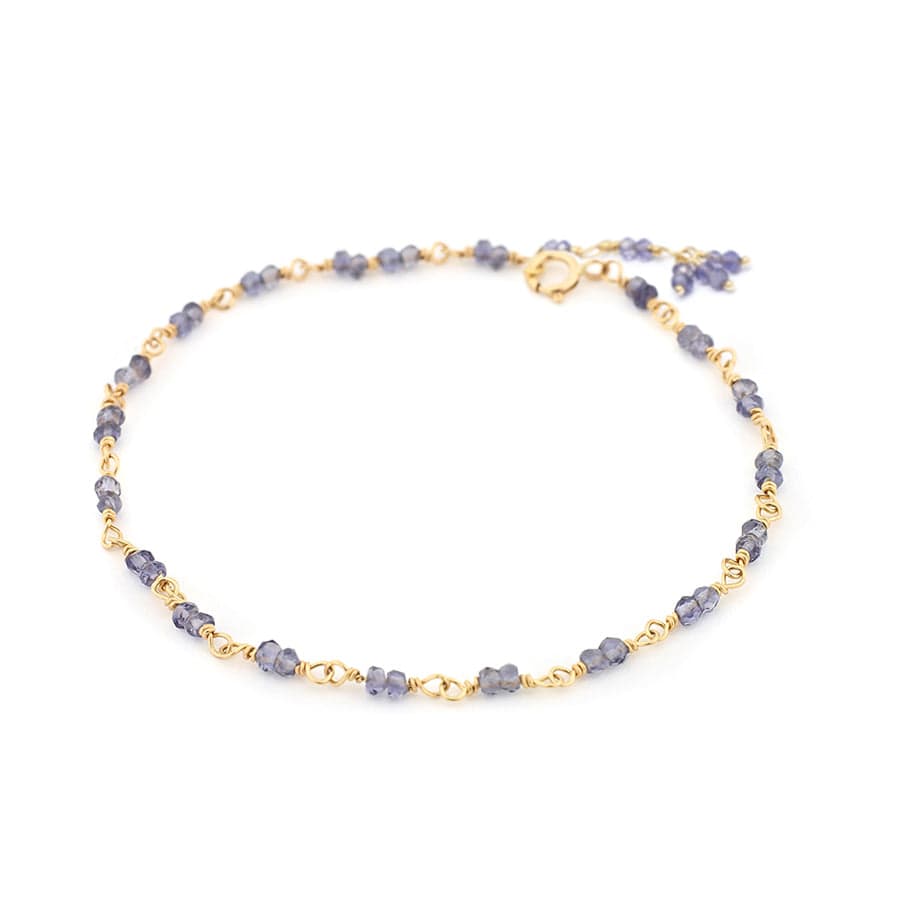 BRC-14K 14K Hand-Tied Natural Iolite Gemstone Bracelet