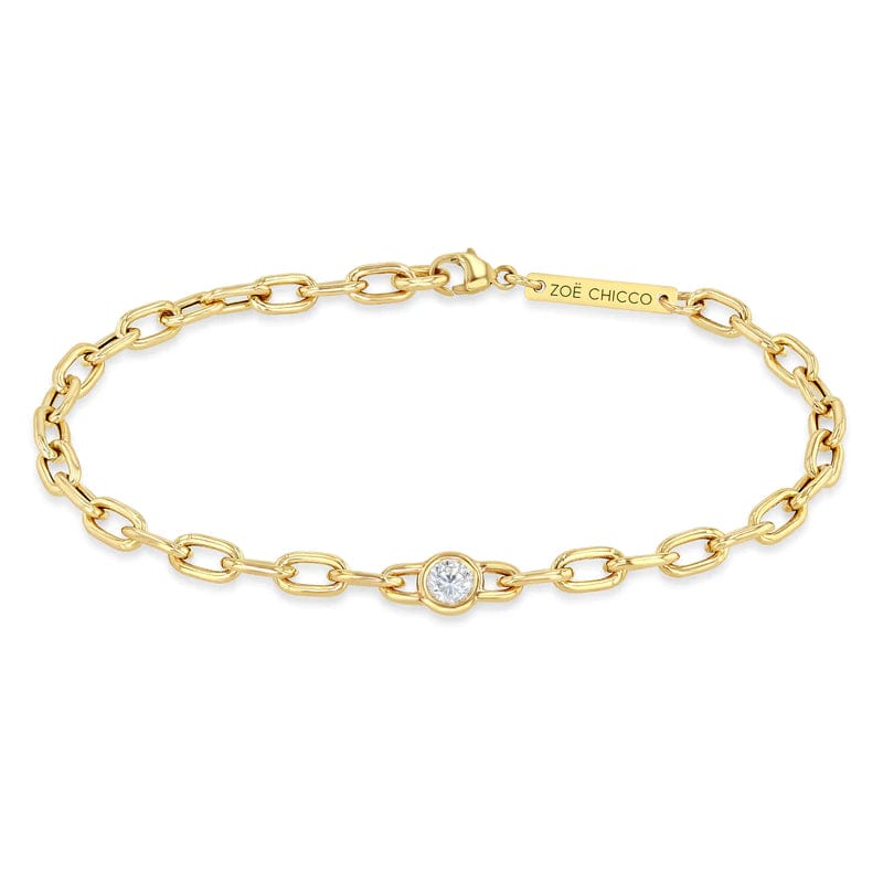 BRC-14K 14k Large Floating Diamond Medium Square Oval Chain Bracelet