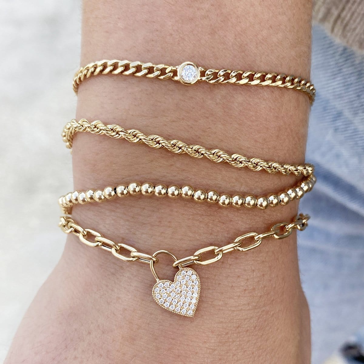 BRC-14K 14k Medium Rope Chain Bracelet