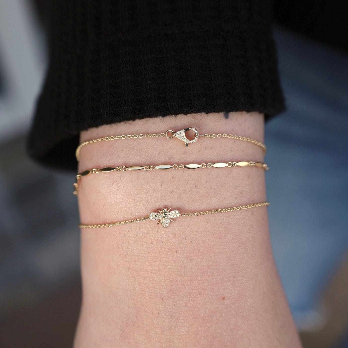 BRC-14K 14K Mini Diamond Lobster Clasp Bracelet