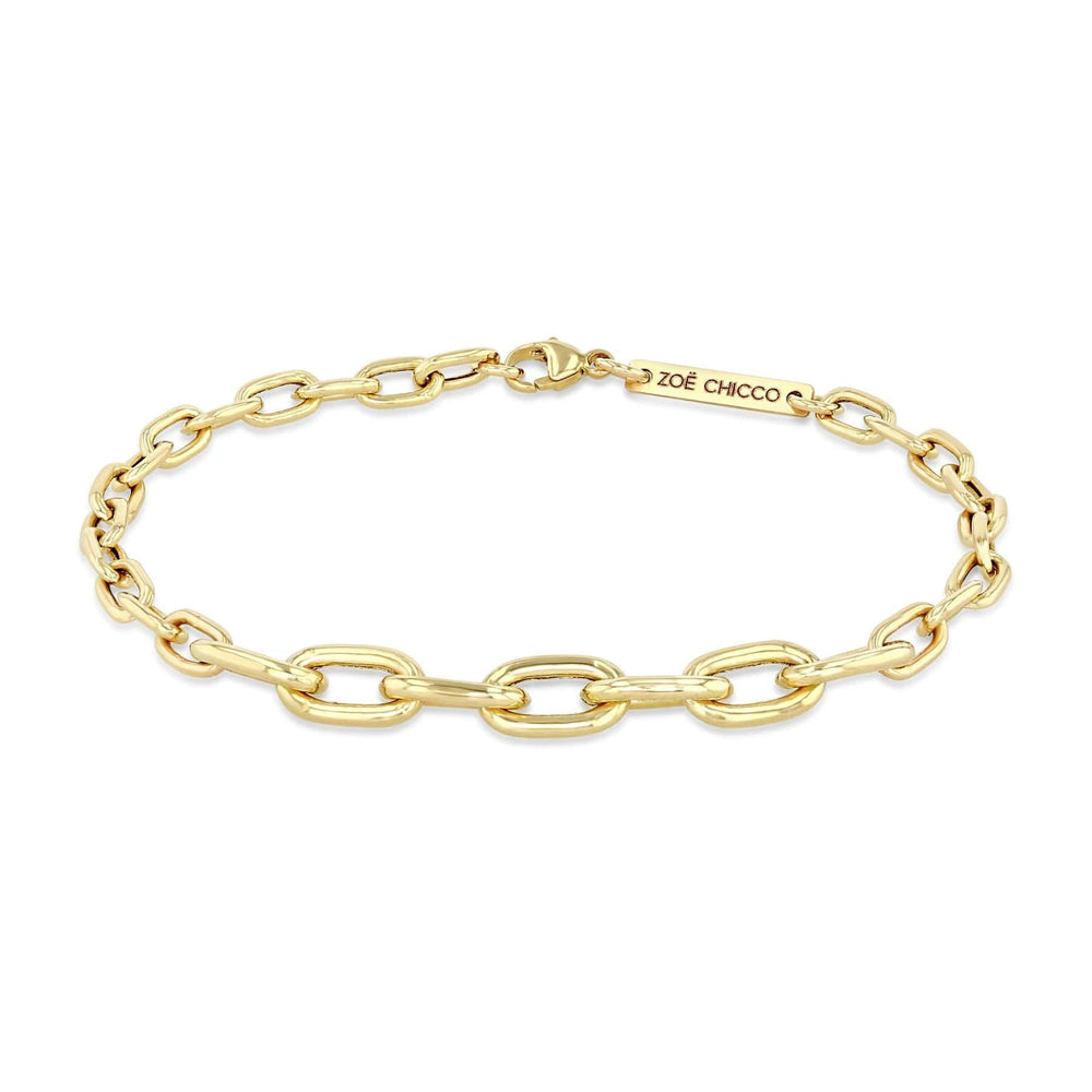 BRC-14K 14k Mixed Medium & Xl Square Oval Link Chain Bracelet