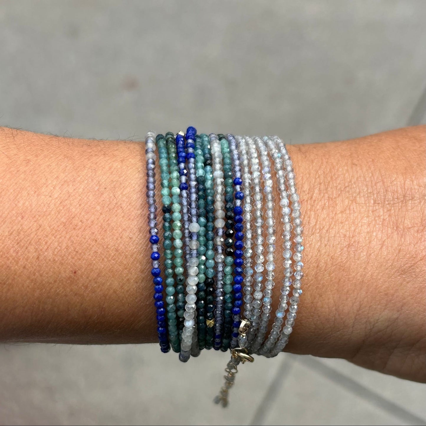 BRC-14K 14k Ombre Blue Wrap Bracelet or Necklace
