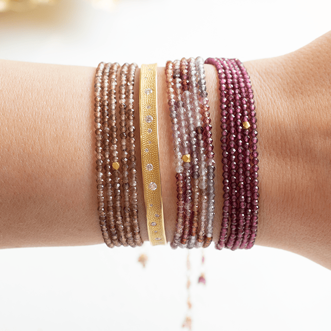 BRC-14K 14k Pink Garnet Wrap Bracelet /Necklace