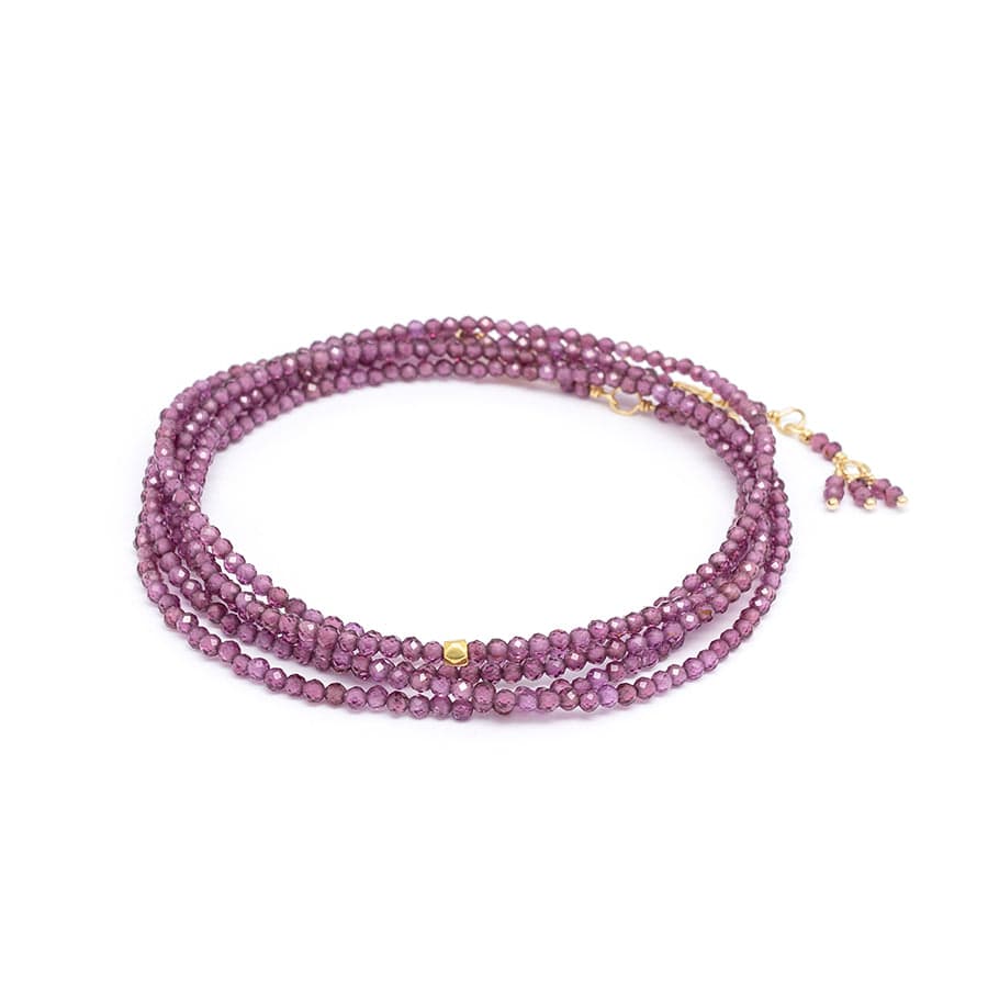 BRC-14K 14k Pink Garnet Wrap Bracelet /Necklace