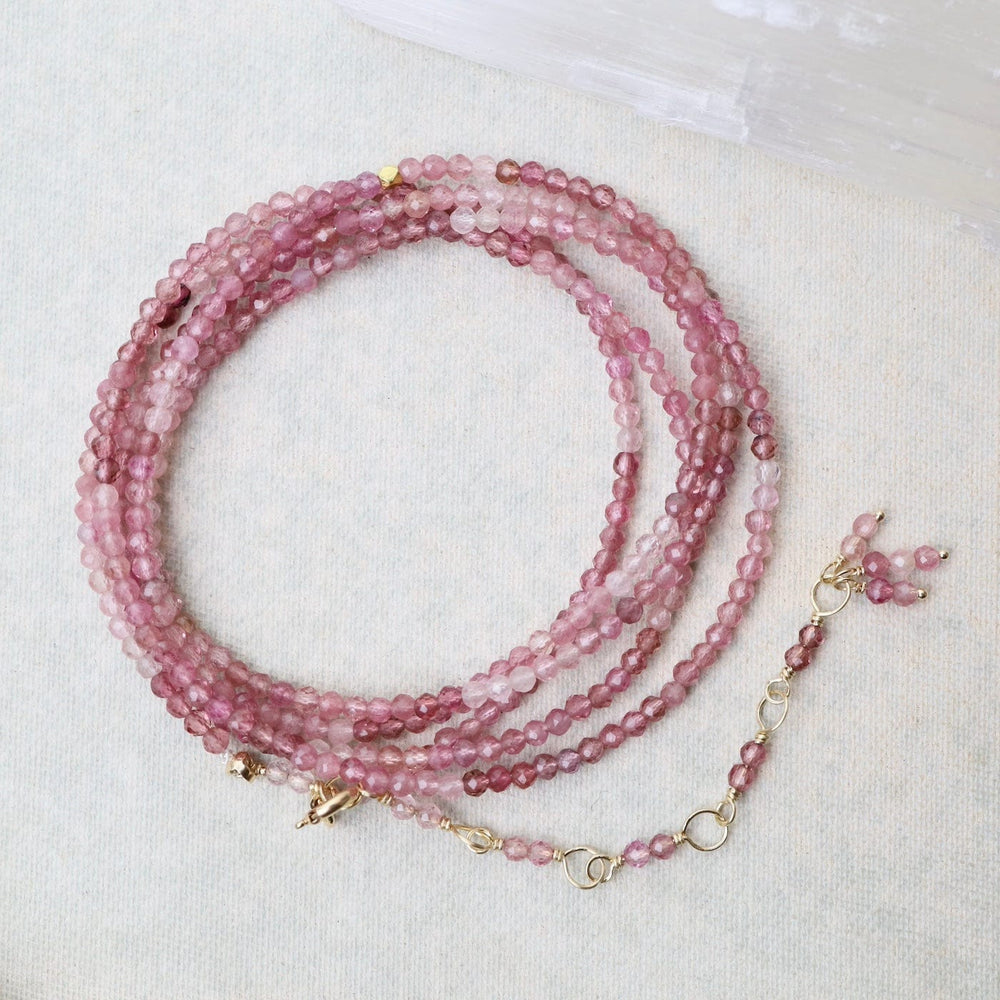 
                      
                        BRC-14K 14k Pink Tourmaline Wrap Bracelet & Necklace
                      
                    